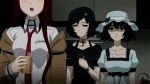  1boy 2girls 5pb. animated animated_gif black_hair blush drinking makise_kurisu multiple_girls nitroplus redhead science_adventure shiina_mayuri steins;gate trap urushibara_ruka 