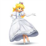  1girl blonde_hair blue_eyes crown dress earrings elbow_gloves gloves jewelry looking_at_viewer super_mario_bros. official_art photoshop princess_peach super_mario_bros. super_smash_bros. thick_lips 