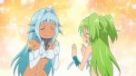  2girls abs animated animated_gif blue_hair green_hair levia-san lowres mermaid monster_girl multiple_girls muromi-san namiuchigiwa_no_muromi-san 