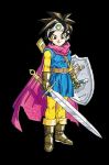  1girl boots brown_hair dragon_quest dragon_quest_iii looking_at_viewer official_art shield sword 