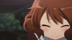  1girl animated animated_gif brown_eyes brown_hair hibike!_euphonium lowres oumae_kumiko school_uniform screencap serafuku short_hair solo swirly_eyes tokyo_mx wavy_hair 