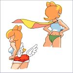 2girls ass blonde_hair cape koopa super_mario_bros. minus8 multiple_girls shorts super_mario_bros. wings 
