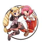  2girls angry armor blonde_hair elise_(fire_emblem_if) female fire_emblem fire_emblem_if long_hair multiple_girls nintendo pink_hair red_eyes sakura_(fire_emblem_if) short_hair tenmaru twintails violet_eyes 