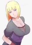  1girl blonde_hair breasts cleavage female fishnets k15 large_breasts naruto naruto_shippuuden ninja samui short_hair solo upper_body 