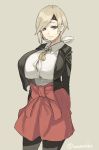  1girl blonde_hair breasts brown_eyes chitose_(kantai_collection) female gigantic_breasts kantai_collection muneneko ribbon short_hair simple_background solo standing straining_buttons 