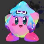  1boy full_body green_eyes hat kirby kirby_(series) male nintendo no_humans open_mouth smile splatoon squid tagme violet_eyes 
