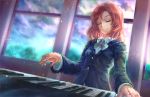  1girl bow clouds freeze-ex instrument love_live!_school_idol_project nishikino_maki piano redhead short_hair 