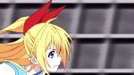  1girl animated animated_gif blonde_hair blue_eyes hair_ribbon kirisaki_chitoge long_hair nisekoi ribbon skirt solo 