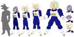  2boys 2nd_grade_super_saiyan 3rd_grade_super_saiyan character_sheet dragon_ball dragon_ball_z flat_color male_focus multiple_boys partially_colored simple_background size_chart son_goku super_saiyan the-devils-corpse_(artist) transparent_background trunks_(dragon_ball) trunks_(future)_(dragon_ball) 