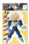  2boys 3rd_grade_super_saiyan cell_(dragon_ball) comic dragon_ball dragon_ball_z male_focus multiple_boys muscle official_art perfect_cell spiky_hair super_saiyan toriyama_akira trunks_(dragon_ball) trunks_(future)_(dragon_ball) white_background 