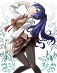  1girl akuma_no_riddle blue_eyes breasts long_hair purple_hair school_uniform scissors solo takechi_otoya yyo 