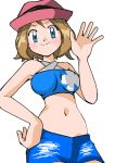  blue_eyes brown_hair hainchu navel pokemon serena_(pokemon) 