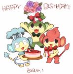  10s 2013 ako_(ako0905) dated flower happy_birthday nintendo no_humans panpour pansage pansear pokemon pokemon_(game) pokemon_bw 