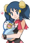  alternate_hairstyle blue_eyes blue_hair hainchu hikari_(pokemon) piplup pokemon 
