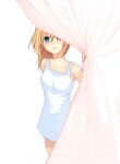  1girl absurdres bare_shoulders blonde_hair blue_eyes breasts closed_mouth dress highres kingdom_hearts kingdom_hearts_ii long_hair looking_at_viewer namine simple_background smile solo teiruzukingudamu white_background white_dress 
