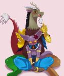  bare_shoulders bracelet cat_ears claws deity discord_(my_little_pony) dragon_ball dragonball_z dragonball_z_battle_of_gods eric_lowery god_of_destruction_beerus highres jewelry monster my_little_pony no_humans purple_skin smile tail wings wristband 