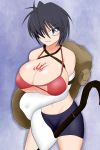  1girl black_hair breasts grin huge_breasts kyoui looking_at_viewer pixiv_fantasia pixiv_fantasia_t scar smile solo 