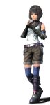  1girl belt black_hair boots hair_ornament hairpin hands_together lynlee_kuu nintendo official_art shorts solo thigh-highs xenoblade_chronicles_x 