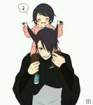  1boy 1girl naruto simple_background tagme uchiha_sarada uchiha_sasuke 