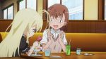  2girls :3 animated animated_gif antenna_hair blonde_hair brown_hair child clapping febrie food ice_cream misaka_mikoto multiple_girls to_aru_kagaku_no_railgun to_aru_kagaku_no_railgun_s to_aru_majutsu_no_index 