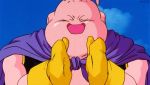  90s animated animated_gif cape clapping dragon_ball dragonball_z fat gloves happy majin_(race) majin_buu monster pink_skin 