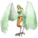  1girl 3d breasts curvy donquixote_pirates feathers green_hair harpy large_breasts long_hair long_legs midriff monet_(one_piece) monster_girl official_art one_piece one_piece:_pirate_warriors tail wings yellow_eyes 