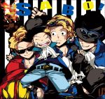  1boy blonde_hair character_name fire goggles hat male_focus multiple_persona one_piece sabo_(one_piece) scar 