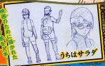  1girl glasses kishimoto_masashi lowres monochrome naruto official_art short_hair sketch uchiha_sarada 