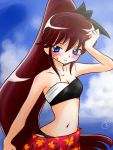  1girl bikini blue_eyes blush frown genderswap happinesscharge_precure! long_hair navel phantom_(happinesscharge_precure!) ponytail precure redhead ruriruri swimsuit unlovely_(happinesscharge_precure!) 