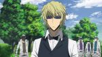  animated animated_gif blonde_hair bow bowtie durarara!! fighting formal heiwajima_shizuo knife suit sunglasses violence 