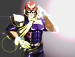  1boy abs belt captain_falcon f-zero gloves helmet latex nintendo scarf 