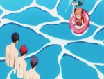  ._. 1girl 3boys animated animated_gif bikini black_hair gekkan_shoujo_nozaki-kun innertube mikoshiba_mikoto multiple_boys nozaki_umetarou orange_hair ornament polka_dot polka_dot_bikini redhead sakura_chiyo sweatdrop swimsuit throwing wakamatsu_hirotaka water 