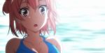  1girl blue_swimsuit female open_mouth pink_hair screencap short_hair solo swimsuit yahari_ore_no_seishun_lovecome_wa_machigatteiru. yuigahama_yui 