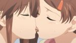  2girls animated animated_gif brown_hair closed_eyes hair_ornament incest kiss kissxsis multiple_girls siblings sisters suminoe_ako suminoe_riko tongue twins yuri 