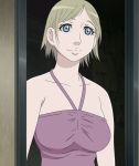  1girl angela_burton blue_eyes breasts genshiken screencap solo standing stitched 