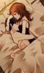  1boy 1girl bed bed_sheet brown_hair closed_eyes clothed_female_nude_male couple glasses glasses_removed hange_zoe hug levi_(shingeki_no_kyojin) lying persona92 shingeki_no_kyojin short_hair sleeping smile tagme 