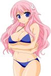  1girl absurdres baka_to_test_to_shoukanjuu bangs bare_midriff bikini blue_eyes breasts cleavage erect_nipples female hair_ornament hairclip highres himeji_mizuki hips large_breasts legs long_hair looking_at_viewer mound_of_venus navel open_mouth photoshop pink_hair simple_background smile solo standing swimsuit thighs tongue transparent_background vector_trace 