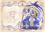  1girl armor armored_dress blonde_hair blue_eyes long_hair princess rei_shabu shield solo sword weapons 