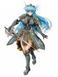  alternate_color armor blue_hair breasts copyright_request forehead_protector long_hair raochuu rapier smile sword violet_eyes 