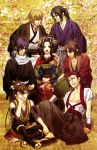  black_hair chikage_kazama hakuouki_shinsengumi_kitan harada_sanosuke hijikata_toshizou_(hakuouki) kazuki_yone okita_souji_(hakuouki) saitou_hajime_(hakuouki) toudou_heisuke violet_eyes yukimura_chizuru 