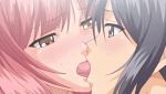  2girls animated animated_gif boy_meets_harem kiss multiple_girls saliva tongue yuri 
