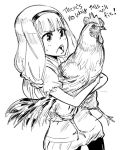  1girl bird chicken drawfag hoshimiya_kate monochrome pun rooster sekai_seifuku:_bouryaku_no_zvezda 