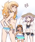  3girls ass bikini butt_crack francesca_lucchini multiple_girls perrine_h_clostermann sanya_v_litvyak strike_witches swimsuit 