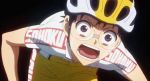  2boys animated animated_gif bicycle black_eyes black_hair glasses male_focus midousuji_akira multiple_boys onoda_sakamichi tongue yowamushi_pedal 