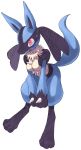  1girl blush breasts female furry lucario nintendo no_humans open_mouth oyatsu_(mk2) pokemon red_eyes simple_background solo tail white_background 