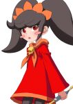  1girl ashley_(warioware) black_hair blush blush_stickers female nintendo open_mouth red_eyes solo tied_hair twintails wand warioware witch 