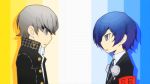  2boys animated animated_gif arisato_minato blue_eyes blue_hair multiple_boys narukami_yuu persona persona_3 persona_4 persona_q silver_hair yuuki_makoto 