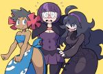  10s 3girls blush elite_four fuyou_(pokemon) hex_maniac_(pokemon) long_hair multiple_girls nail_polish npc_trainer pokemon pokemon_(game) pokemon_xy purple_hair shenanimation shikimi_(pokemon) yuri 