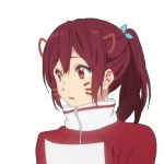  1girl animated animated_gif blush closed_eyes closed_mouth looking_to_the_side matsuoka_gou ponytail smile solo wink 