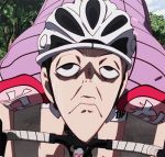  1boy animated animated_gif bicycle bicycle_helmet black_eyes black_hair helmet male_focus midousuji_akira solo troll_face yowamushi_pedal 